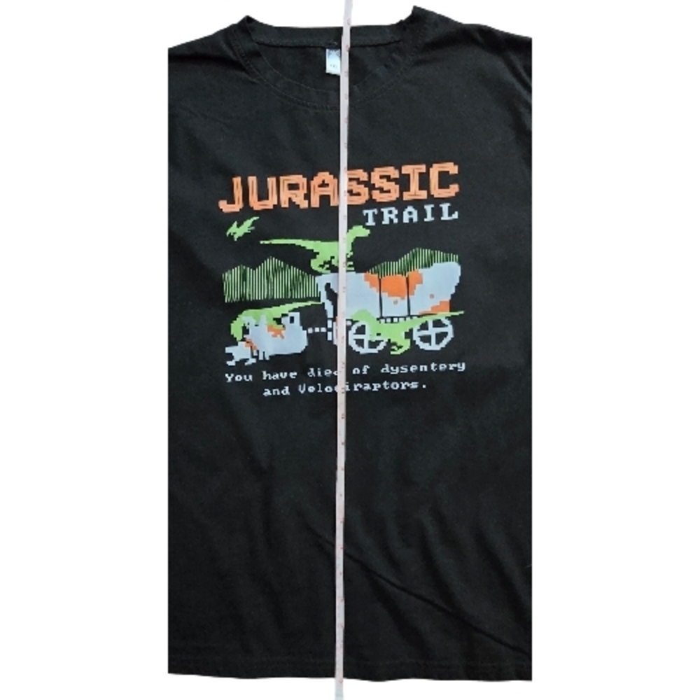 🦖🎮 Jurassic Trail Funny Graphic Tee XL Black Dinosaur Gamer Humor Shirt Retro - Picture 7 of 8